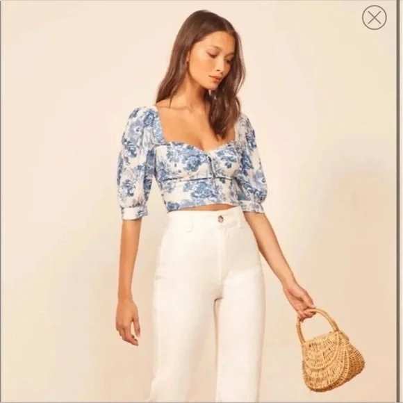Reformation Luna Puff Sleeve Floral Top 10 - Picture 4 of 7